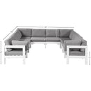  Meridian Nizuc 120" Grey Water Resistant Fabric Upholstered 10 pc Outdoor Patio Modular Sectional IMAGE 7