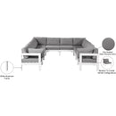  Meridian Nizuc 120" Grey Water Resistant Fabric Upholstered 10 pc Outdoor Patio Modular Sectional IMAGE 8