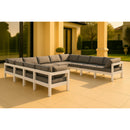  Meridian Nizuc 150" Grey Water Resistant Fabric Upholstered 11 pc Outdoor Patio Modular Sectional IMAGE 2