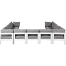  Meridian Nizuc 150" Grey Water Resistant Fabric Upholstered 11 pc Outdoor Patio Modular Sectional IMAGE 3