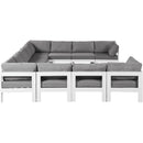  Meridian Nizuc 150" Grey Water Resistant Fabric Upholstered 11 pc Outdoor Patio Modular Sectional IMAGE 4