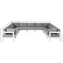  Meridian Nizuc 150" Grey Water Resistant Fabric Upholstered 11 pc Outdoor Patio Modular Sectional IMAGE 7