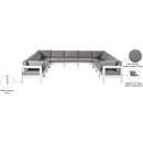  Meridian Nizuc 150" Grey Water Resistant Fabric Upholstered 11 pc Outdoor Patio Modular Sectional IMAGE 8