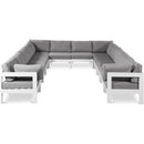  Meridian Nizuc 120" Grey Water Resistant Fabric Upholstered 12 pc Outdoor Patio Modular Sectional IMAGE 1