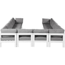  Meridian Nizuc 120" Grey Water Resistant Fabric Upholstered 12 pc Outdoor Patio Modular Sectional IMAGE 3