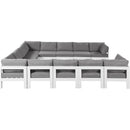  Meridian Nizuc 120" Grey Water Resistant Fabric Upholstered 12 pc Outdoor Patio Modular Sectional IMAGE 4