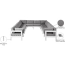  Meridian Nizuc 120" Grey Water Resistant Fabric Upholstered 12 pc Outdoor Patio Modular Sectional IMAGE 8