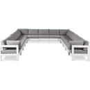  Meridian Nizuc 150" Grey Water Resistant Fabric Upholstered 13 pc Outdoor Patio Modular Sectional IMAGE 1