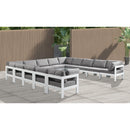  Meridian Nizuc 150" Grey Water Resistant Fabric Upholstered 13 pc Outdoor Patio Modular Sectional IMAGE 2