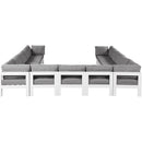  Meridian Nizuc 150" Grey Water Resistant Fabric Upholstered 13 pc Outdoor Patio Modular Sectional IMAGE 3