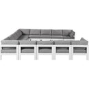  Meridian Nizuc 150" Grey Water Resistant Fabric Upholstered 13 pc Outdoor Patio Modular Sectional IMAGE 4