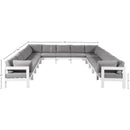  Meridian Nizuc 150" Grey Water Resistant Fabric Upholstered 13 pc Outdoor Patio Modular Sectional IMAGE 7
