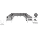  Meridian Nizuc 150" Grey Water Resistant Fabric Upholstered 13 pc Outdoor Patio Modular Sectional IMAGE 8
