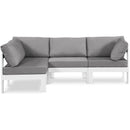  Meridian Nizuc 90" Grey Water Resistant Fabric Upholstered 4 pc Outdoor Patio Modular Sectional IMAGE 1