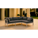  Meridian Nizuc 90" Grey Water Resistant Fabric Upholstered 4 pc Outdoor Patio Modular Sectional IMAGE 2