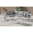  Meridian Nizuc 90" Grey Water Resistant Fabric Upholstered 4 pc Outdoor Patio Modular Sectional IMAGE 3