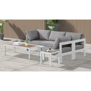  Meridian Nizuc 90" Grey Water Resistant Fabric Upholstered 4 pc Outdoor Patio Modular Sectional IMAGE 4