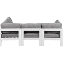  Meridian Nizuc 90" Grey Water Resistant Fabric Upholstered 4 pc Outdoor Patio Modular Sectional IMAGE 6