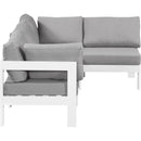  Meridian Nizuc 90" Grey Water Resistant Fabric Upholstered 4 pc Outdoor Patio Modular Sectional IMAGE 8