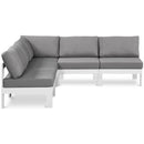  Meridian Nizuc 90" Grey Water Resistant Fabric Upholstered 5 pc Outdoor Patio Modular Sectional IMAGE 1