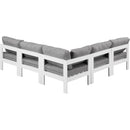 Meridian Nizuc 90" Grey Water Resistant Fabric Upholstered 5 pc Outdoor Patio Modular Sectional IMAGE 3