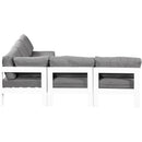  Meridian Nizuc 90" Grey Water Resistant Fabric Upholstered 5 pc Outdoor Patio Modular Sectional IMAGE 4