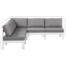  Meridian Nizuc 90" Grey Water Resistant Fabric Upholstered 5 pc Outdoor Patio Modular Sectional IMAGE 7
