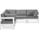  Meridian Nizuc 90" Grey Water Resistant Fabric Upholstered 5 pc Outdoor Patio Modular Sectional IMAGE 1
