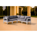  Meridian Nizuc 90" Grey Water Resistant Fabric Upholstered 5 pc Outdoor Patio Modular Sectional IMAGE 2