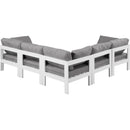  Meridian Nizuc 90" Grey Water Resistant Fabric Upholstered 5 pc Outdoor Patio Modular Sectional IMAGE 3