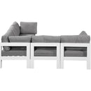  Meridian Nizuc 90" Grey Water Resistant Fabric Upholstered 5 pc Outdoor Patio Modular Sectional IMAGE 4