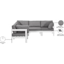  Meridian Nizuc 90" Grey Water Resistant Fabric Upholstered 5 pc Outdoor Patio Modular Sectional IMAGE 8