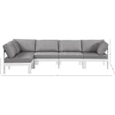  Meridian Nizuc 120" Grey Water Resistant Fabric Upholstered 5 pc Outdoor Patio Modular Sectional IMAGE 11