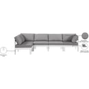  Meridian Nizuc 120" Grey Water Resistant Fabric Upholstered 5 pc Outdoor Patio Modular Sectional IMAGE 12