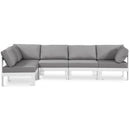  Meridian Nizuc 120" Grey Water Resistant Fabric Upholstered 5 pc Outdoor Patio Modular Sectional IMAGE 1