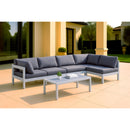  Meridian Nizuc 120" Grey Water Resistant Fabric Upholstered 5 pc Outdoor Patio Modular Sectional IMAGE 2