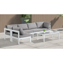  Meridian Nizuc 120" Grey Water Resistant Fabric Upholstered 5 pc Outdoor Patio Modular Sectional IMAGE 3