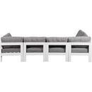  Meridian Nizuc 120" Grey Water Resistant Fabric Upholstered 5 pc Outdoor Patio Modular Sectional IMAGE 5