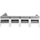  Meridian Nizuc 120" Grey Water Resistant Fabric Upholstered 5 pc Outdoor Patio Modular Sectional IMAGE 6