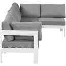  Meridian Nizuc 120" Grey Water Resistant Fabric Upholstered 5 pc Outdoor Patio Modular Sectional IMAGE 7