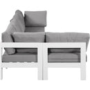  Meridian Nizuc 120" Grey Water Resistant Fabric Upholstered 5 pc Outdoor Patio Modular Sectional IMAGE 8