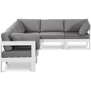  Meridian Nizuc 120" Grey Water Resistant Fabric Upholstered 6 pc Outdoor Patio Modular Sectional IMAGE 1