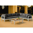  Meridian Nizuc 120" Grey Water Resistant Fabric Upholstered 6 pc Outdoor Patio Modular Sectional IMAGE 2