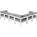  Meridian Nizuc 120" Grey Water Resistant Fabric Upholstered 6 pc Outdoor Patio Modular Sectional IMAGE 3