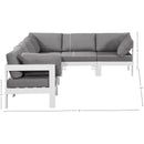  Meridian Nizuc 120" Grey Water Resistant Fabric Upholstered 6 pc Outdoor Patio Modular Sectional IMAGE 7