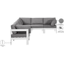  Meridian Nizuc 120" Grey Water Resistant Fabric Upholstered 6 pc Outdoor Patio Modular Sectional IMAGE 8