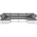  Meridian Nizuc 120" Grey Water Resistant Fabric Upholstered 6 pc Outdoor Patio Modular Sectional IMAGE 1