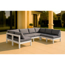  Meridian Nizuc 120" Grey Water Resistant Fabric Upholstered 6 pc Outdoor Patio Modular Sectional IMAGE 2