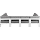  Meridian Nizuc 120" Grey Water Resistant Fabric Upholstered 6 pc Outdoor Patio Modular Sectional IMAGE 3