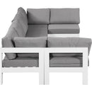  Meridian Nizuc 120" Grey Water Resistant Fabric Upholstered 6 pc Outdoor Patio Modular Sectional IMAGE 4